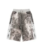 Pantaloncini Felpati Con Borchie E Stampa Leopardata