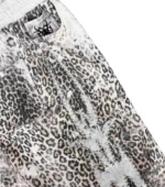Pantaloncini Felpati Con Borchie E Stampa Leopardata