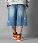 Shorts in Denim a Cinque Tasche Tribal (Blu Vintage)